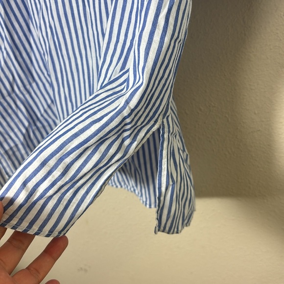 Zara Striped Blue White Vneck Top Blouse Tunic size small - Picture 6 of 8